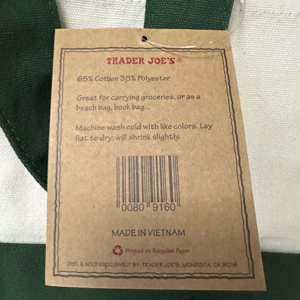 Trader Joe's large canvas tote green - Picture 4 of 4